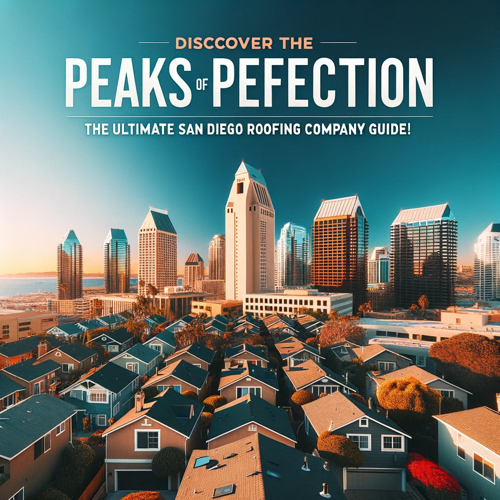 San Diego cityscape showcasing well-maintained rooftops with title "Discover the Peaks of Perfection: The Ultimate San Diego Roofing Company Guide!".