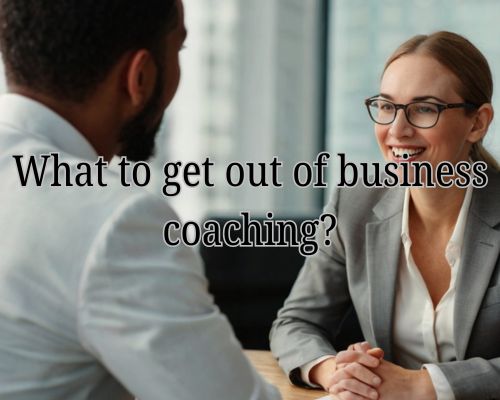 a client and a business coach having a thorough discussion