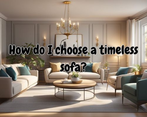 A cozy living room with a classic, neutral-colored sofa, surrounded by elegant decor and soft lighting