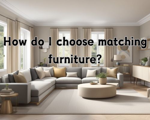 A living room with a neutral color palette and coordinated furniture pieces arranged in a balanced and harmonious layout
