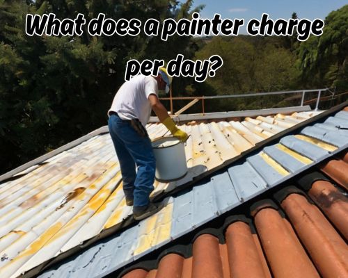 Roof partially painted during renovation