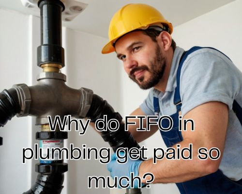 Plumber is working near exposed plumbing lines.