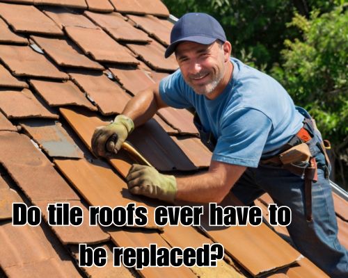 Partially repaired tile section.